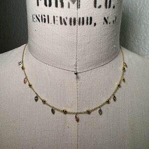 Elegant Gold Necklace with Multicolor Accents